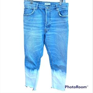 Zara washed denim acid bleach light cotton quality buttonfly cute trendy winter